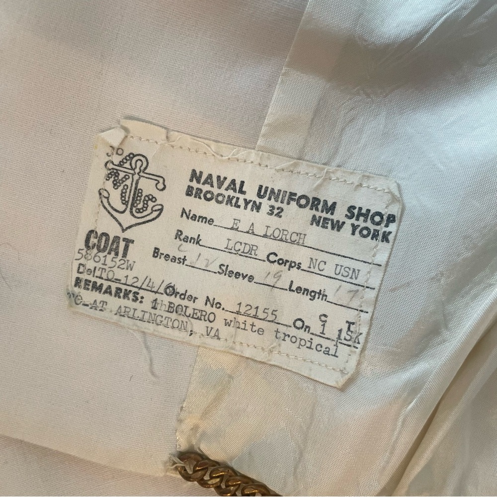Vintage 1960s Naval Officer Cropped Jacket White Military Blazer Gold Button - Picture 4 of 7